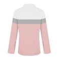 thumbnail image 7 of Olyvenn Women's V Neck Long Sleeve Tops Quarter Zip Collared Shirts Tunic Color Block Button Collared Shirts Spring Tees Pink 16-18, 7 of 7