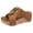 Khaki, variant on Women'a Gold Metallic Buckles Chunky Cork Footbed Slip on Backless Sandals Trendy Casual Leather Platform Wedge Heeled Summer Dress Slides 2026 Black Size 6.5