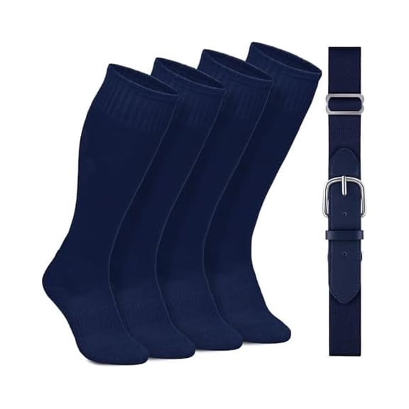 Eryueer2 Pairs Baseball Socks and Belt Cotton Adjustable Youth Baseball Softball Socks Belt for Boys Girls