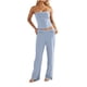 thumbnail image 1 of Pantalones Conjunto Mujeres 2 Piezas Outfits Dressy Raya Impresa sin Mangas Tube Top, Bolsillos de Piernas Anchas, 1 of 9