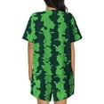 thumbnail image 6 of Fuzoiu Green Stripes Of Watermelon Print Women's Short-Sleeved Pajama Set,Lounge Sleepwear Set,Womens Pajama Sets 2 Piece,Button-Up Top and Shorts with Pockets-3X-Large, 6 of 7