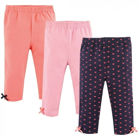 UPC: 0660168511918 | Hudson Baby Infant and Toddler Girl Cotton Leggings 3pk Hearts 3-6 Months