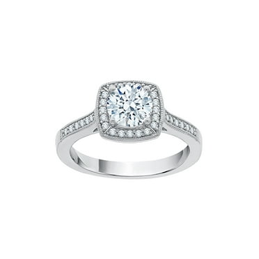 KATARINA Diamond Halo Engagement Ring in 10K White Gold (1 1/6 cttw, I-J, I1-I2) (Size-9)