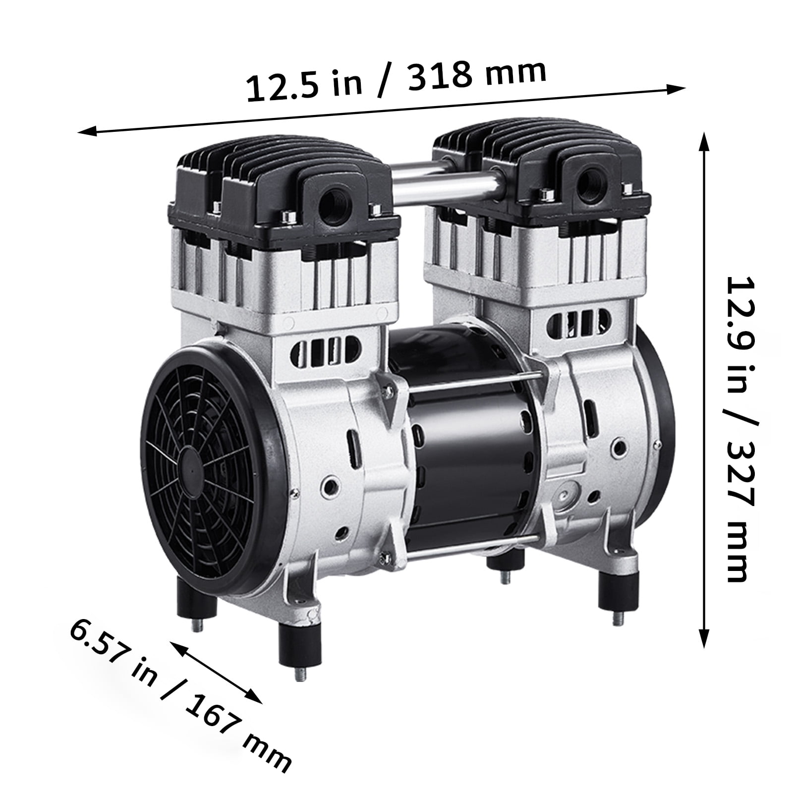 VEVOR Air Compressor Motor, 2HP 5.2CFM @ 90PSI Oil Free Air Compressor Pump & Max. 145PSI Pressure, 78dB Ultra-Quiet Compressor Motor for Auto Repair, Tire Inflation, Spray Painting, Woodwork Nailing