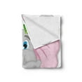 thumbnail image 2 of Animal Cartoon Soft Flannel Fleece Throw Blanket, Friendly Animal in Garden Daisies Butterflies Huge Ears, Cozy Plush for Indoor and Outdoor Use, 70" x 90", Multicolor, by Ambesonne, 2 of 5