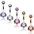 thumbnail image 4 of BodyJ4You 15PCS Professional Piercing Kit Goldtone Steel 14G Double CZ Belly Navel Ring Body Piercing Set, 4 of 6