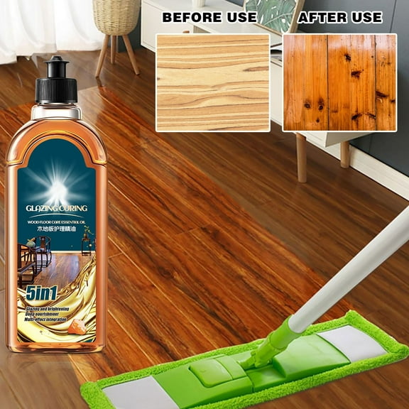 Wood Floor Cleaner and Polish, 16.9 fl oz Multi-Surface Liquid Wax for Hardwood Floors Furniture, Scratch Repair Plant-Based Formula
