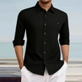 thumbnail image 3 of Wdfiry Shirts for Men Solid Color Plus Size Button Shirts Casual Turn-down Collar Long Sleeve Lightweight Tops, 3 of 9