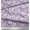 thumbnail image 2 of Soimoi Purple polyester Crepe Fabric Cucumber Vegetable Print Sewing Fabric Yard 42 Inch Wide, 2 of 2