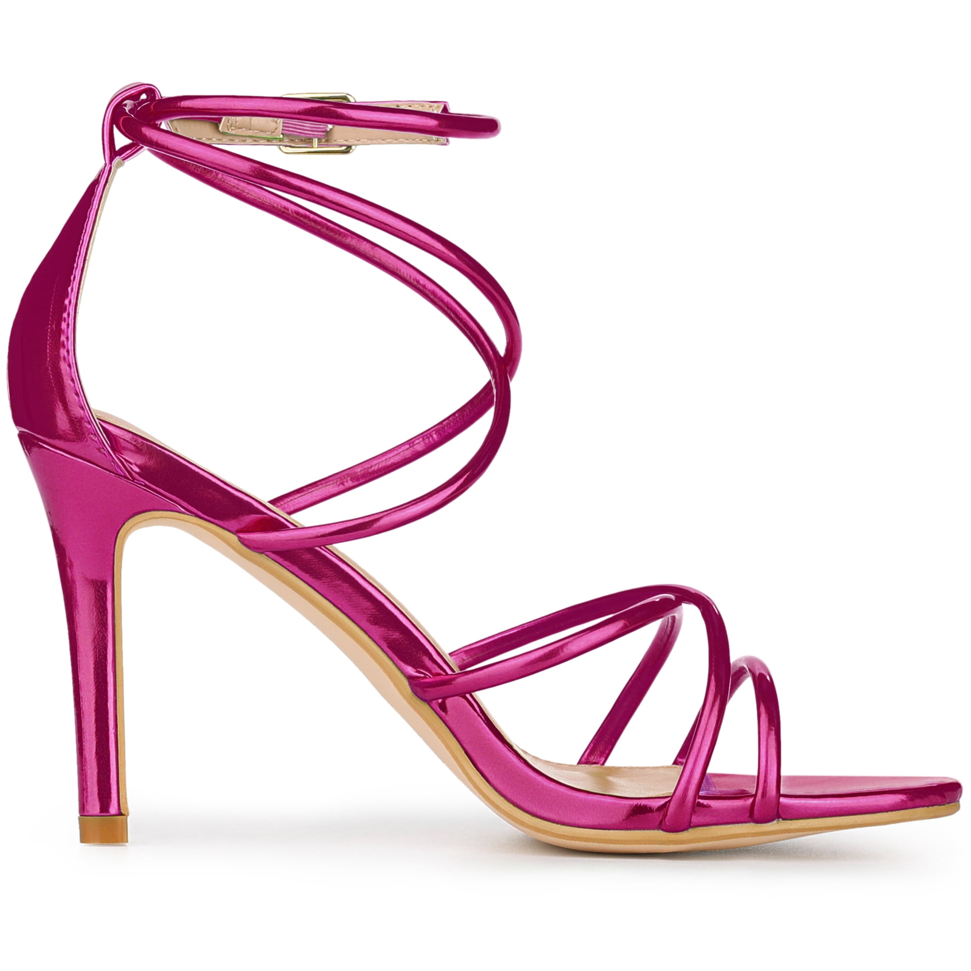 DARING DIVA Women's Open Toe Strappy Straps Stiletto Heel Sandals Hot Pink 10