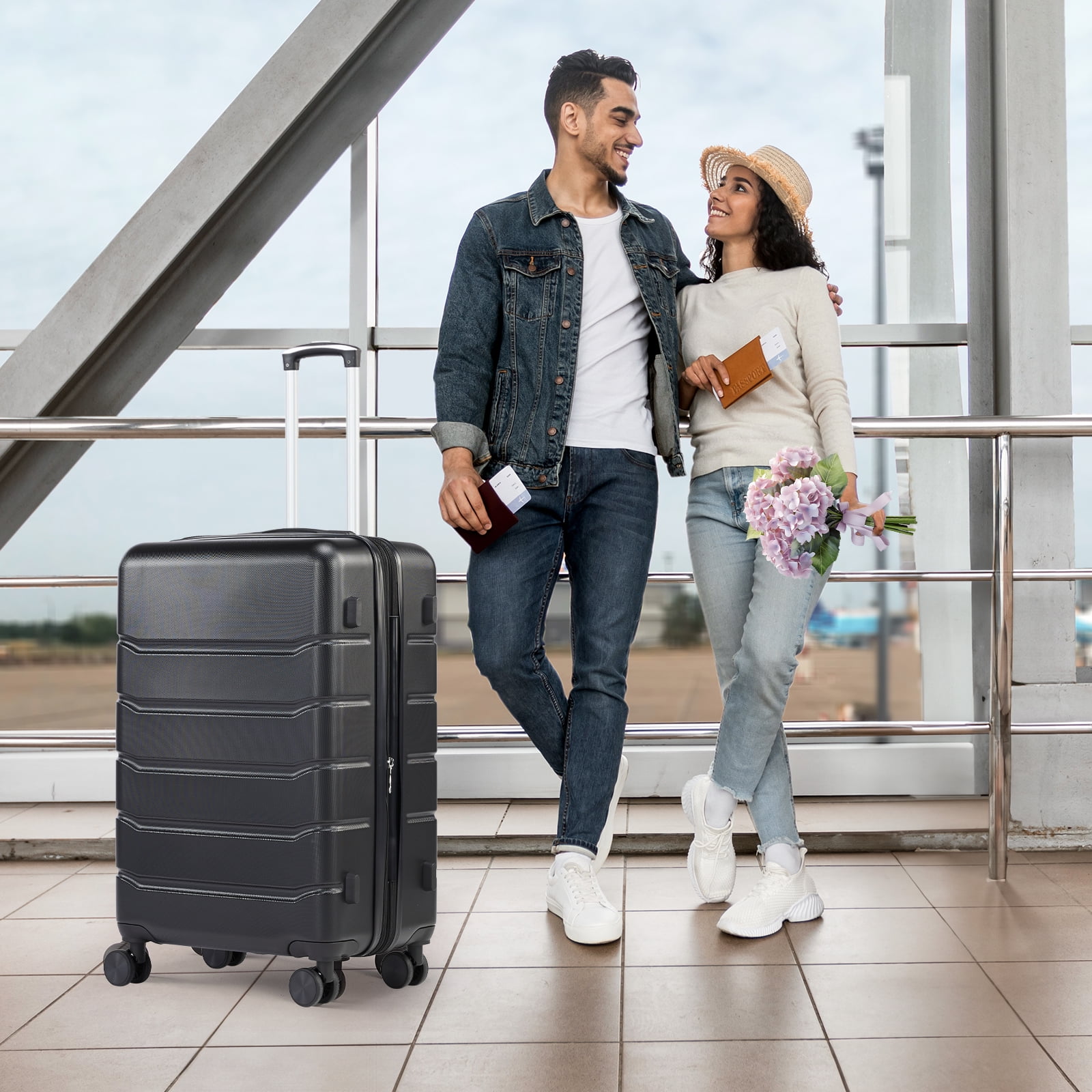 JOINSUN 20 inch Durable and Stylish Luggage,Hard Shell Expandable Double Spinner Rolling Wheels Suitcase