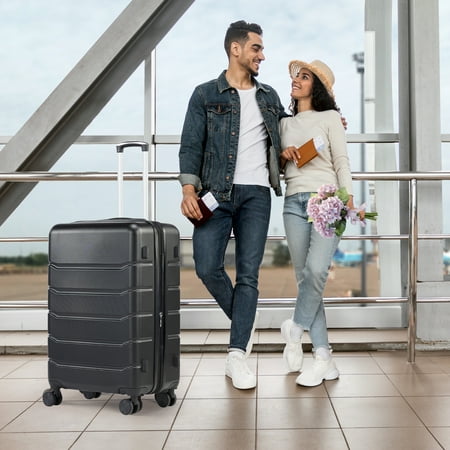 CONCETTA 28 inch Luggage Lightweight Expandable Rolling Suitcase Hard Shell ABS & TSA Lock Double Spinner Wheels Suit Case Black