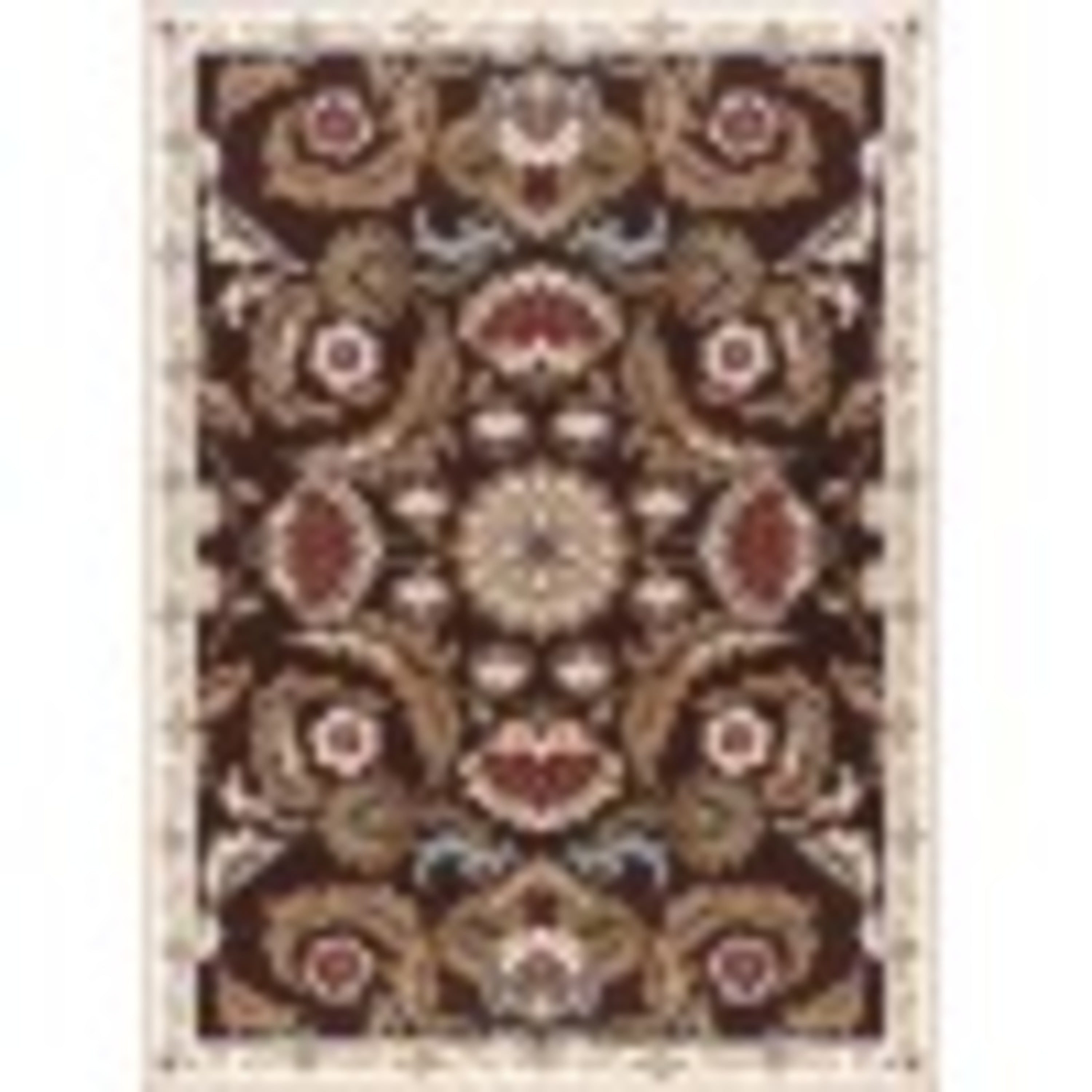Transitional 5x7 Area Rug (5' x 7') Floral Brown, Beige Living Room Easy to Clean