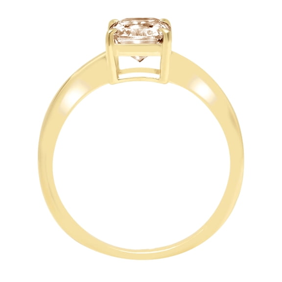 1 ct Radiant Cut Simulated Champagne Diamond Solitaire Engagement Ring for Women in 18K Yellow Gold
