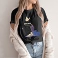 thumbnail image 2 of NAMTYQX Summer Tops Loose Scoop Neck Oversize Cool Print Light Bedruckt Stylish Short Sleeve Going Out Tops for Women Black Size L, 2 of 5