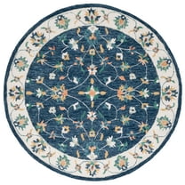 SAFAVIEH Micro-Loop Lavina Medallion Area Rug, Blue/Ivory, 5' x 5' Round