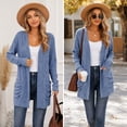 thumbnail image 7 of Cardigan Sweaters for Women Lightweight Long Sleeve Open Front Ribbed Knit Cardigans with Pockets Fall Winter Casual Outerwear, 7 of 7