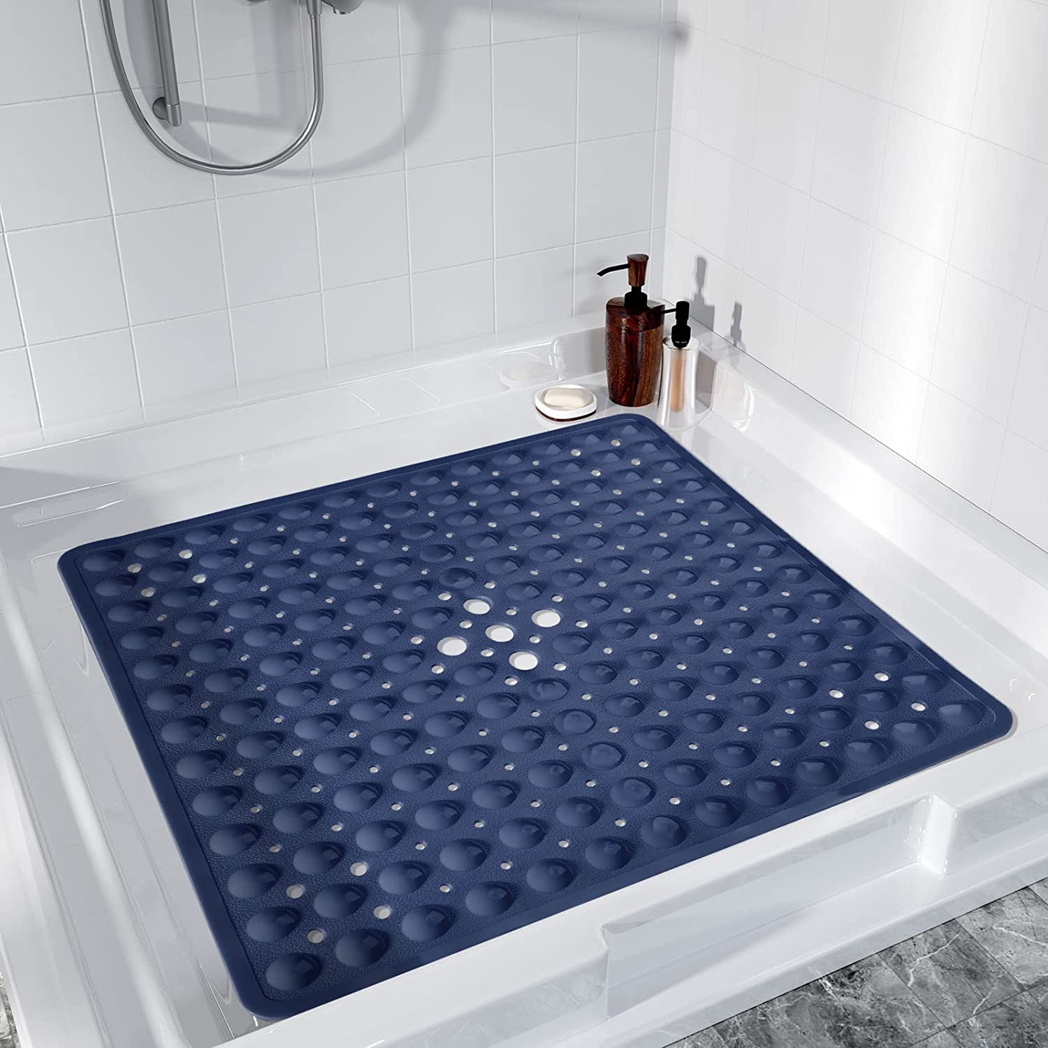 SlipX Solutions 27 inch x 27 inch Extra Large Square Shower Mat, Blue