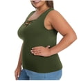 thumbnail image 7 of Women's Criss-Cross V Neck Tank Top with Built-in Bra and Padded Support Featuring Soft Stretchy Fabric Army Green L, 7 of 7