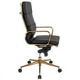 thumbnail image 2 of High Back Black LeatherSoft Swivel Office Chair - Gold Frame, Synchro-Tilt, 2 of 4