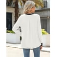 thumbnail image 3 of Womens Tops Dressy Casual Long Sleeve Business Knit T Shirts V Neck Pleated Work Blouses Loose Fall Trendy Clothes, 3 of 5