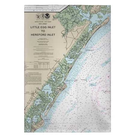 Betsy Drake Interiors Little Egg Inlet to Hereford Inlet - Avalon NJ Nautical Map Guest Towel