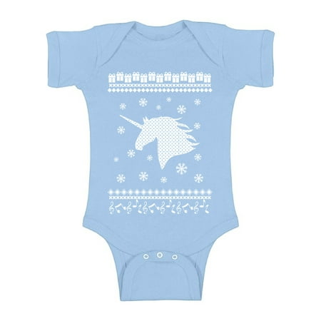 

Awkward Styles Ugly Xmas Baby Outfit Bodysuit White Christmas Unicorn Romper