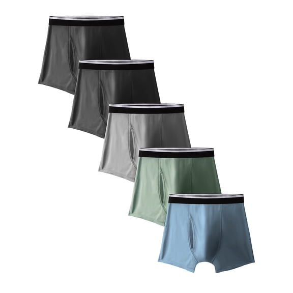 TIICHOO Washable Incontinence Underwear for Men 100ml Absorbency Leakproof Boxer Briefs 5 Pack (X-Large, 2 Black/Dark Gray/Green/Blue)