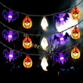 thumbnail image 2 of Luces de cadena de Halloween con pilas LED 3D luces fantasma de murciélago de calabaza con temporizador - 8 modos de luz Luces de decoración de Halloween para interiores, 2 of 3