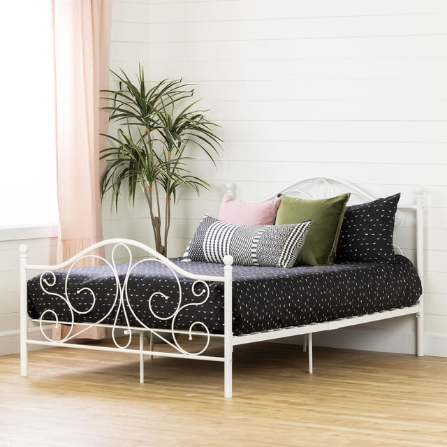 South Shore, Summer Breeze collection, Full Complete Metal Platform Bed Pure White