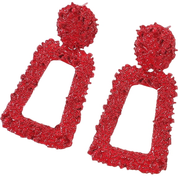BESTYASH 1 Pair Red Alloy Dangle Drop Earrings for Women, Fashion Statement Jewelry for Weddings and Special Occasions