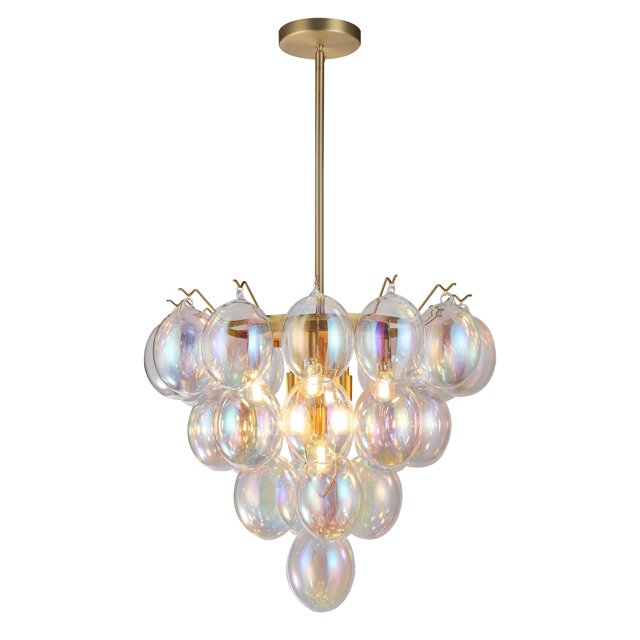 Artcraft Lighting Collection Globo Lustre 9 Lumières Irisé et Laiton
