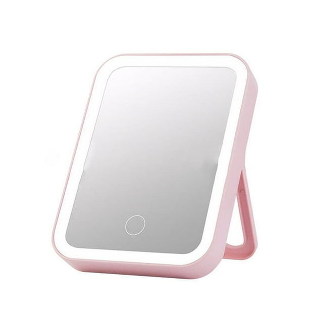 Espejo De Maquillaje Led 1200Mah Espejo Cosmético Inalámbrico Espejo De Mesa Con Luz De 3 Colores Espejo Con Soporte Ajustable 100 Lupa Espejo De Afeitar Para El Hogar Dormitorio Hotel Viajes Yuarrent HA027832-01