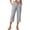 Gray, variant on High Waist Striped Capri Pants for Women, Wide Leg Cropped Trousers with Pockets - Casual Summer Linen Look Culottes Blue XXL