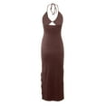 thumbnail image 2 of XFHLMJFF Women's Summer Dresses Casual Sexy Slim Bodycon Sundress Ladies 2024 High Split Halter Neck Style Temperament Hollow Out Stylish Frocks Dailywear, 2 of 8