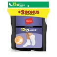 thumbnail image 2 of Hanes Womens' Cushioned Ankle Athletic Socks, 10 + 2 bonus pack, 2 of 4