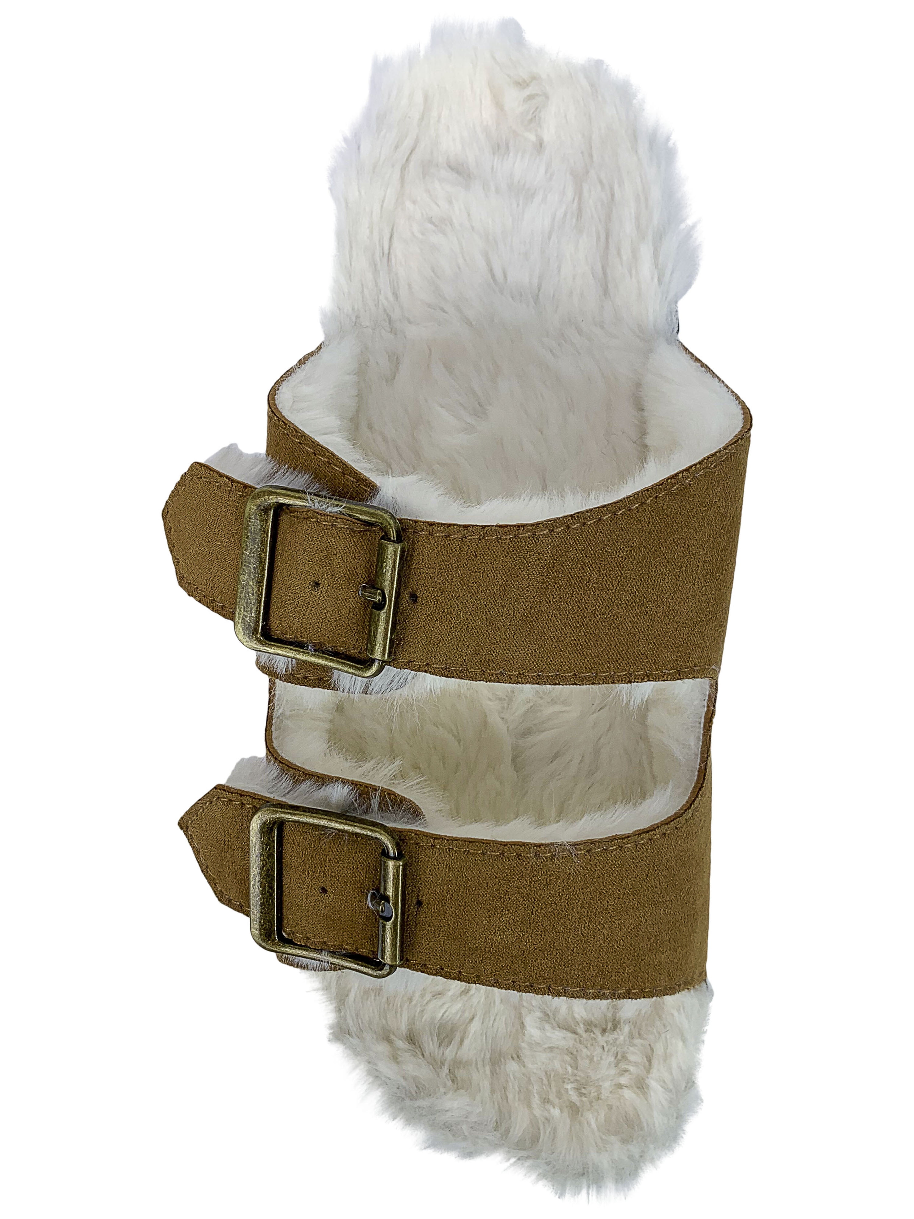 Secret Treasures Women’s Luxe Faux Fur Two-Band Slide Slippers