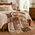 thumbnail image 6 of Rustic Western Patchwork Cowboy Theme, Cozy Rustic Scene, Warm Flannel Blanket for Ranch House and Living Room with Detailed Artwork, Animal Lovers Birthday Gift, Rustic Home Decor, 6 of 8