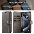 thumbnail image 3 of Dteck Case for iPhone 15 Pro Max Wallet 2 in 1 Magnetic Detachable Folio Flip Leather Case for Men Women,Gray, 3 of 6