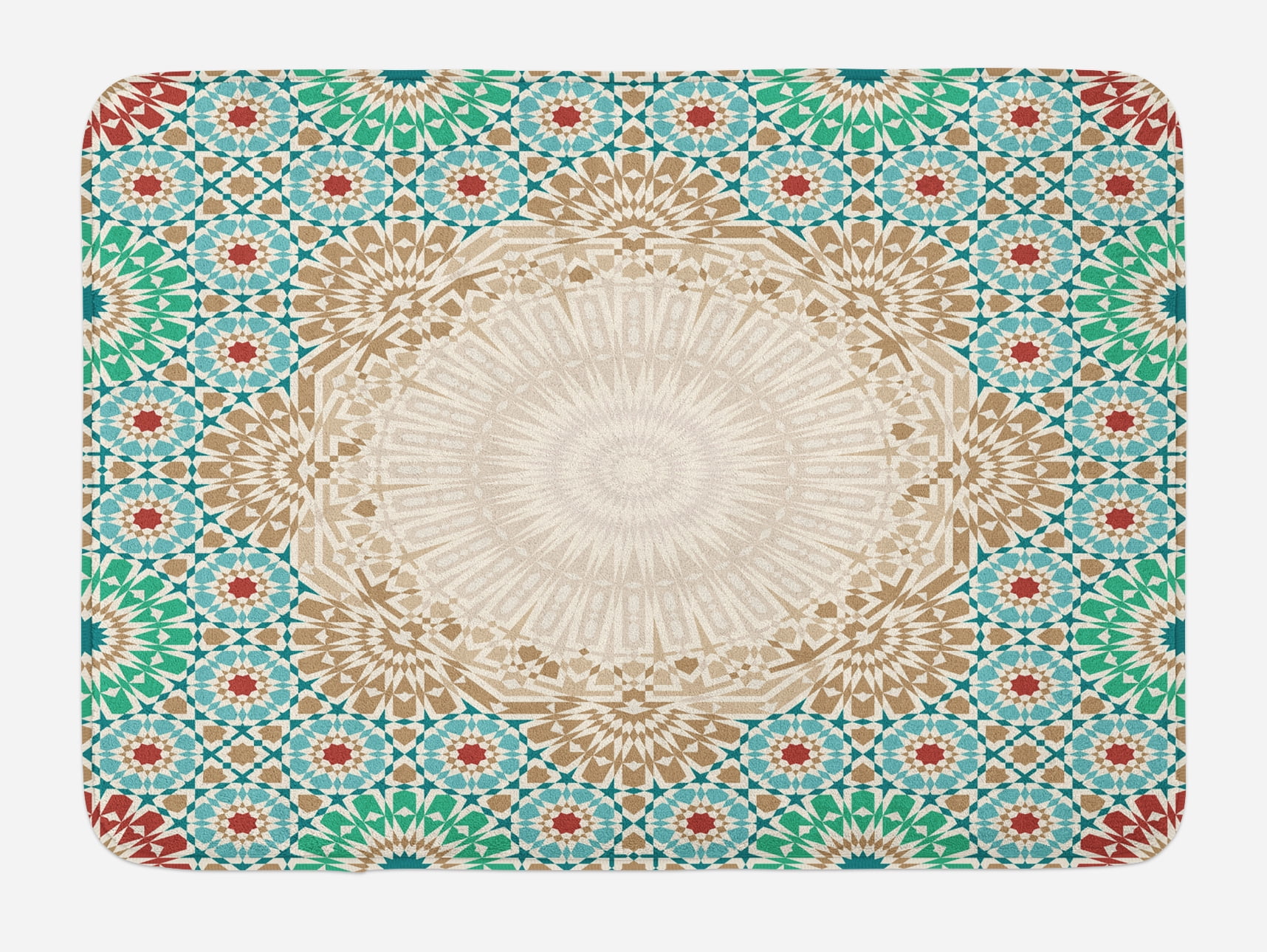 Moroccan Bath Mat, Ottoman Mosaic Art Pattern with Oriental Floral