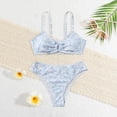 thumbnail image 2 of Godom Girls' 2 Piece Floral Print Knot Front Ruched Triangle Bikini Swimsuit,White, 2 of 6