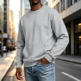 thumbnail image 4 of hotojiny Men's Lightweight Sweatshirts with Pocket Loose Fit Crew Neck Pullover Comfortable Windproof Fall Shirt(Gray,Medium), 4 of 7