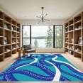 thumbnail image 2 of ODIKA 3x5 Machine Washable Non-Slip Area Rug, Serpentine Intertwined Motif with Abstract Scales and Flowing Curves High Traffic Rug, Blue, 913829, 2 of 7