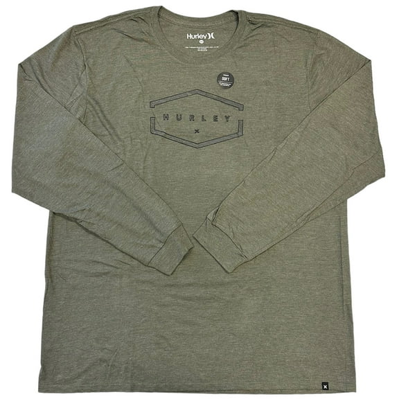Hurley Men's T-Shirt Sector Long Sleeve Crewneck Tee (XX-Large, Olive Heather)