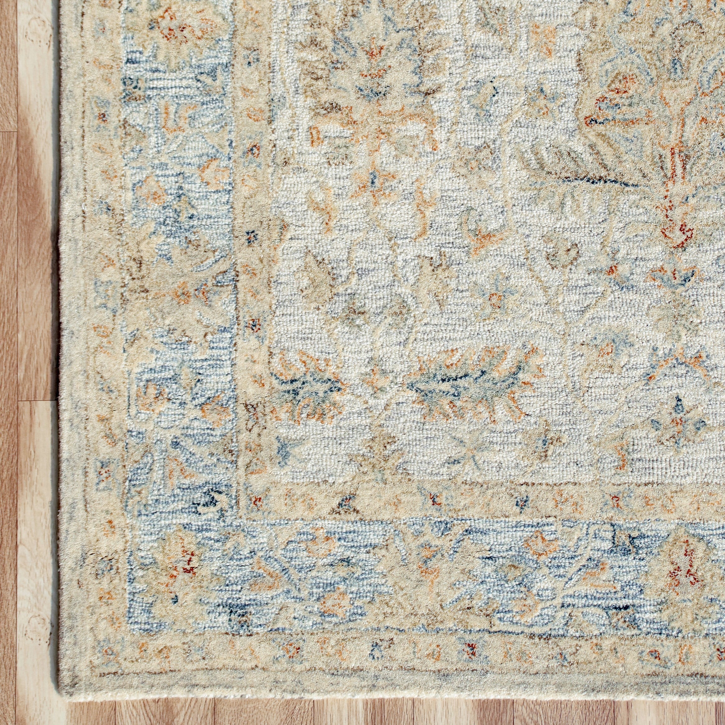 Harlow Hill 2' x 3' Blue/Taupe Floral Traditional Wool Indoor Area Rug