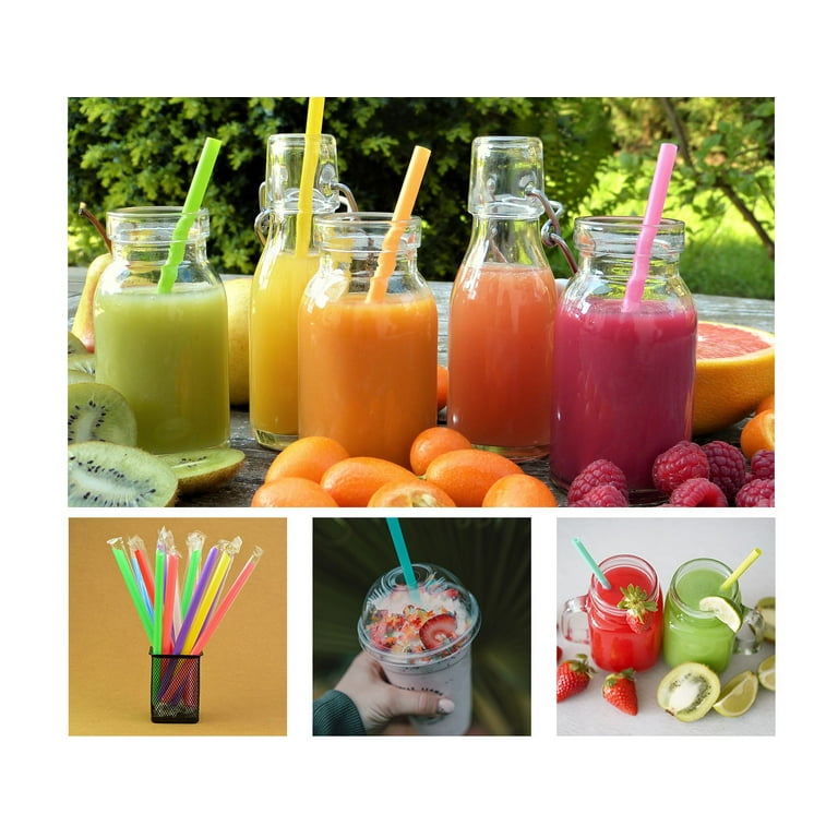 Jumbo Smoothie Straws Boba Straws,100 Pcs Individually Wrapped Multi Colors  Disposable Plastic Large Wide-mouthed Milkshake Bubble Tea Drinking Glass  Cups Straw(0.43 Diameter and 9.45 long) 