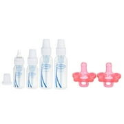 Dr. Browns Bottles 4 Pack (2 - 8 oz bottles) and (2 - 4 oz bottles) + Pacifiers, Silicone, Same Shape As Bottle Nipple, 0M+, Pink, 2 Count