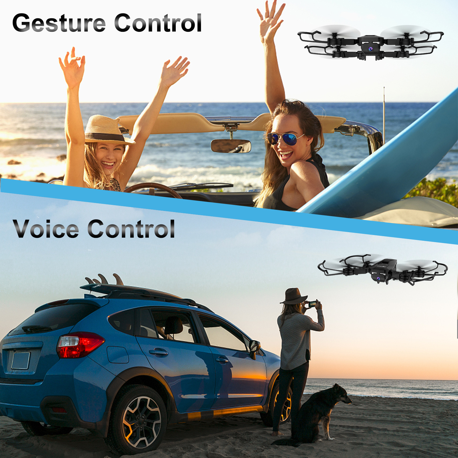 RC Quadcopter Remote Control Drone - ALLCACA RC Drone 6-axis Gyro Quadcopter Optical Flow Positioning Drone with Double 720P HD Cameras, Altitude Hold, Headless Mode and 360° Flip, Black - image 3 of 9
