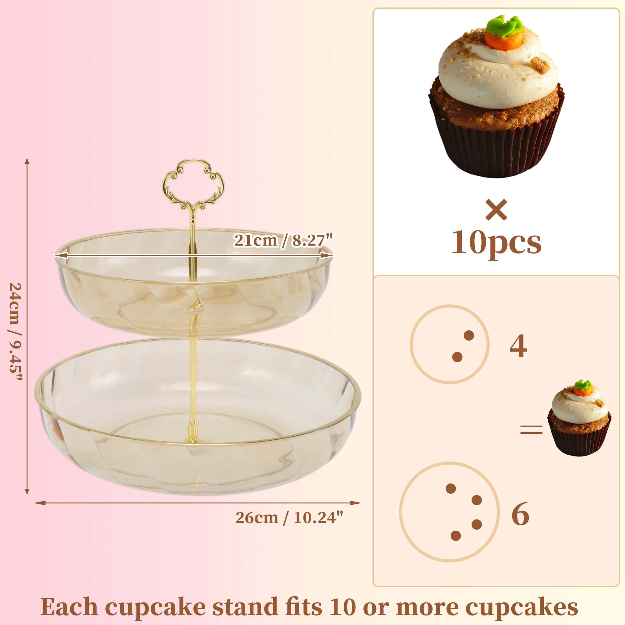 Unique Bargains 2 Tier Dessert Cupcake Stand Holder Tower Brown