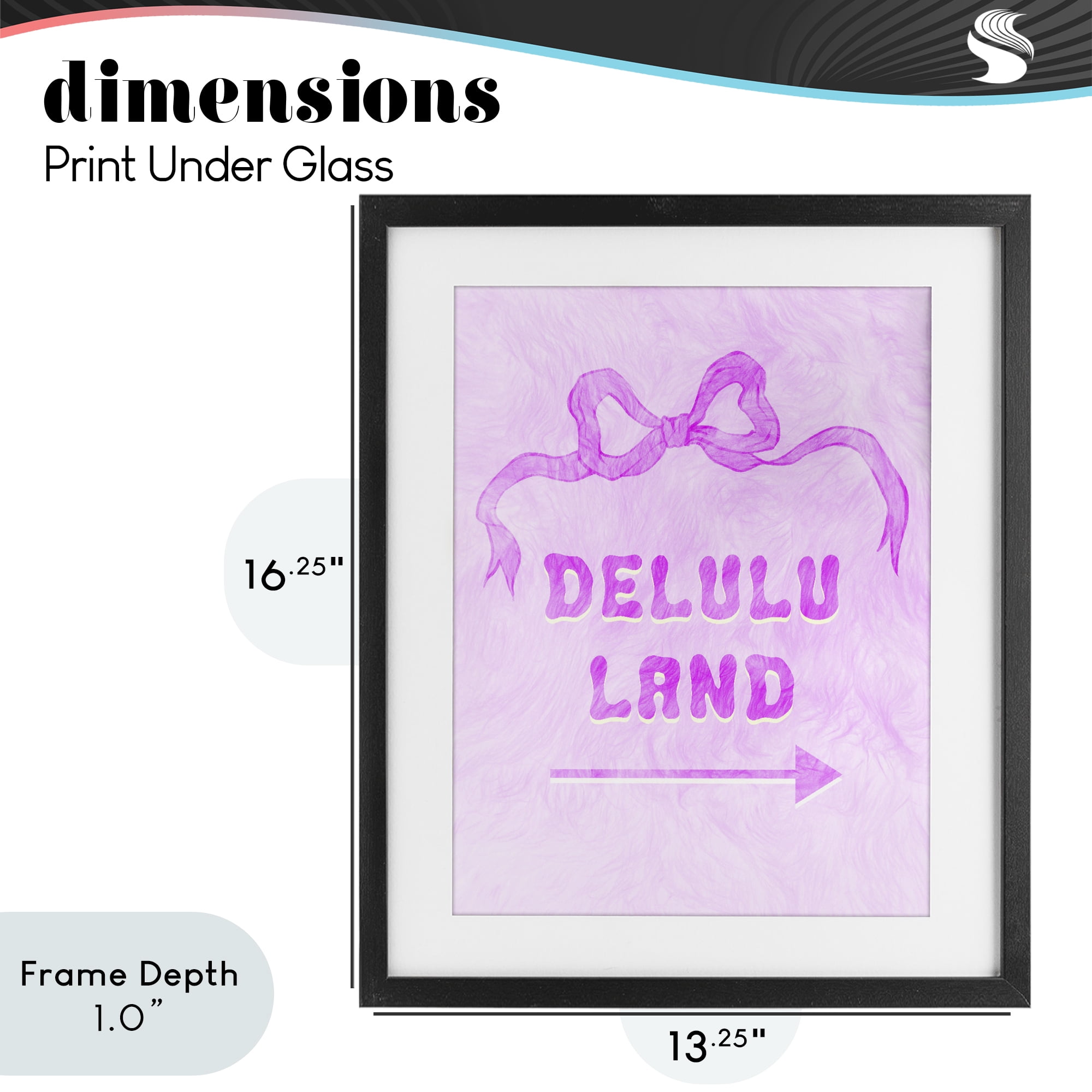 Stupell Industries Delulu Land Feminine Ribbon Black Framed Print Under Glass, design by Ziwei Li